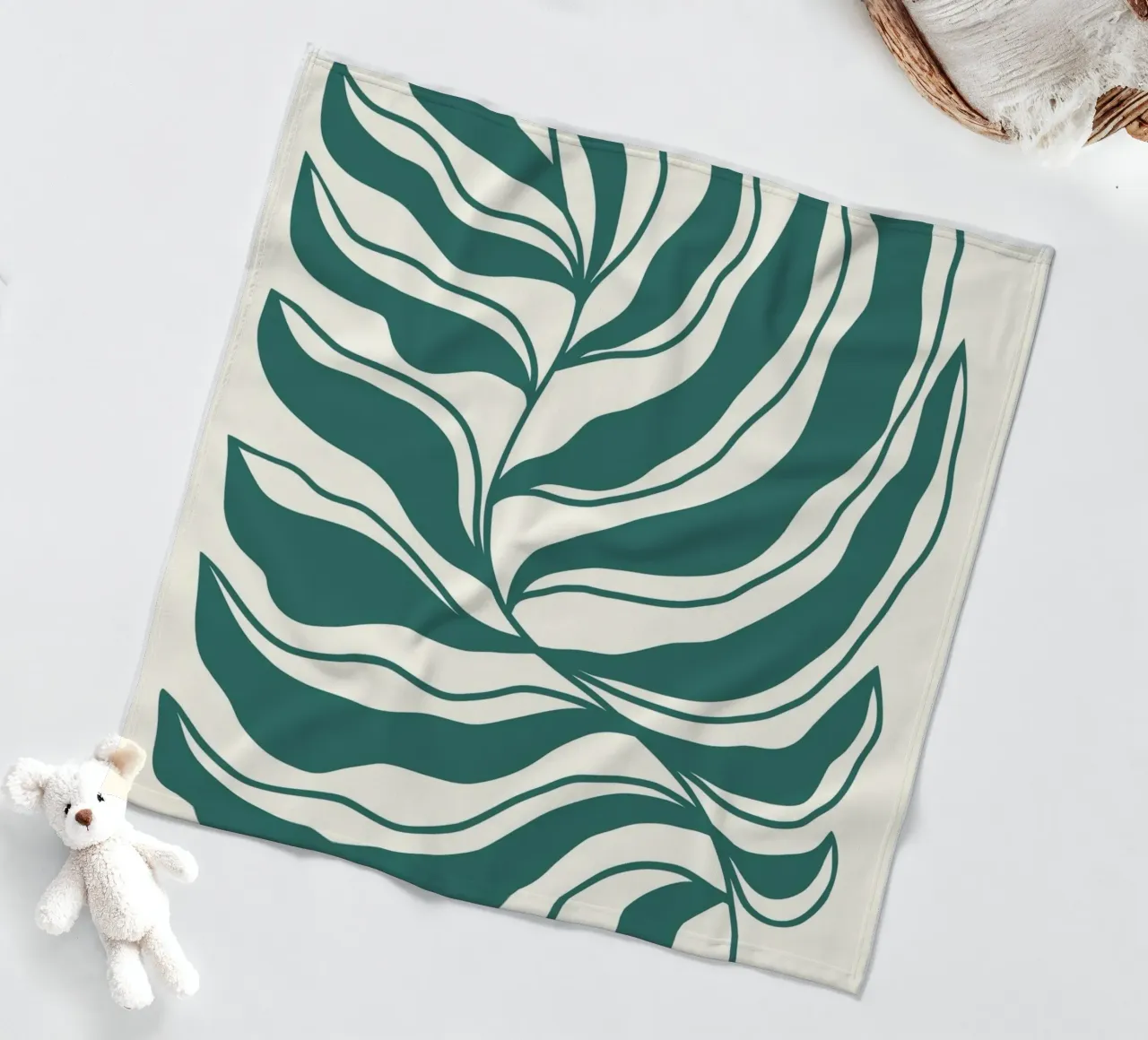 Abstract groen blad - organische botanische sjabloonkunst fleecedeken van ClubArt