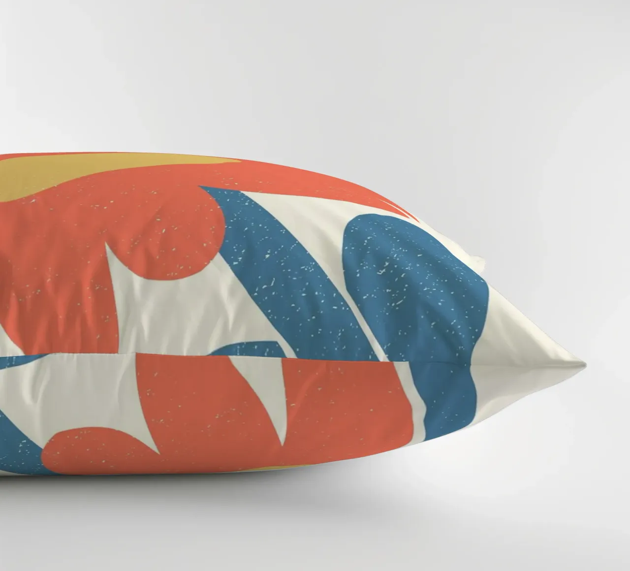 Retro Orange Flowers - Abstract Blue Leaf Art Print decorative cushion by ClubArt