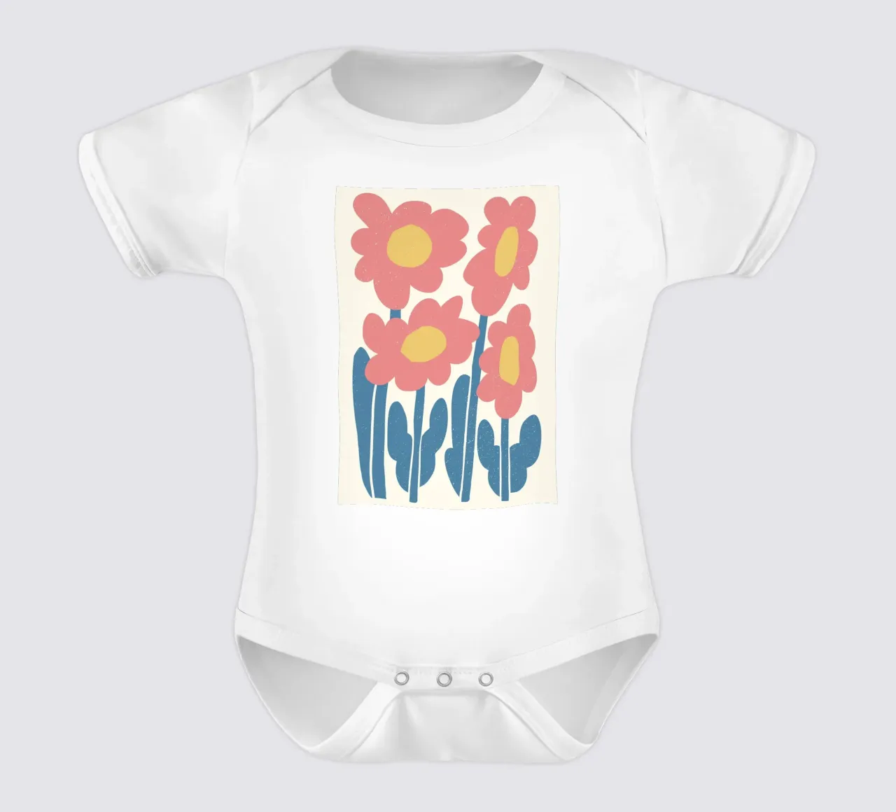 Indie Roze Bloemen - Abstracte Bloemenkunst met structuur babyrompertje korte mouwen van ClubArt
