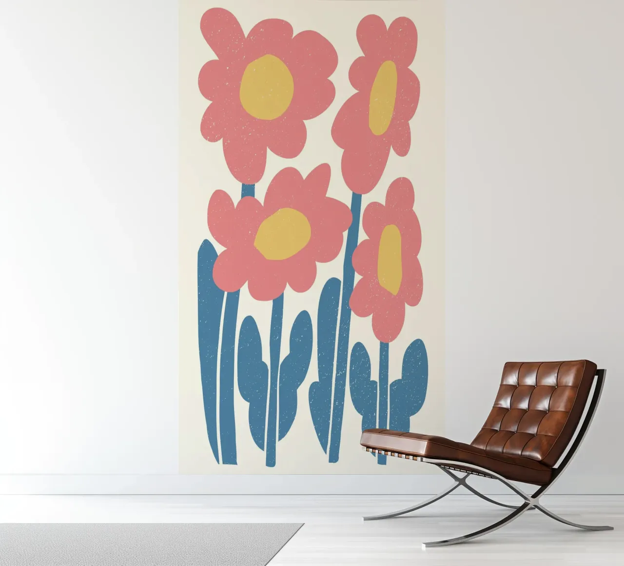 Indie Pink Blooms - Abstract Textured Floral Art photo wallpaper by ClubArt