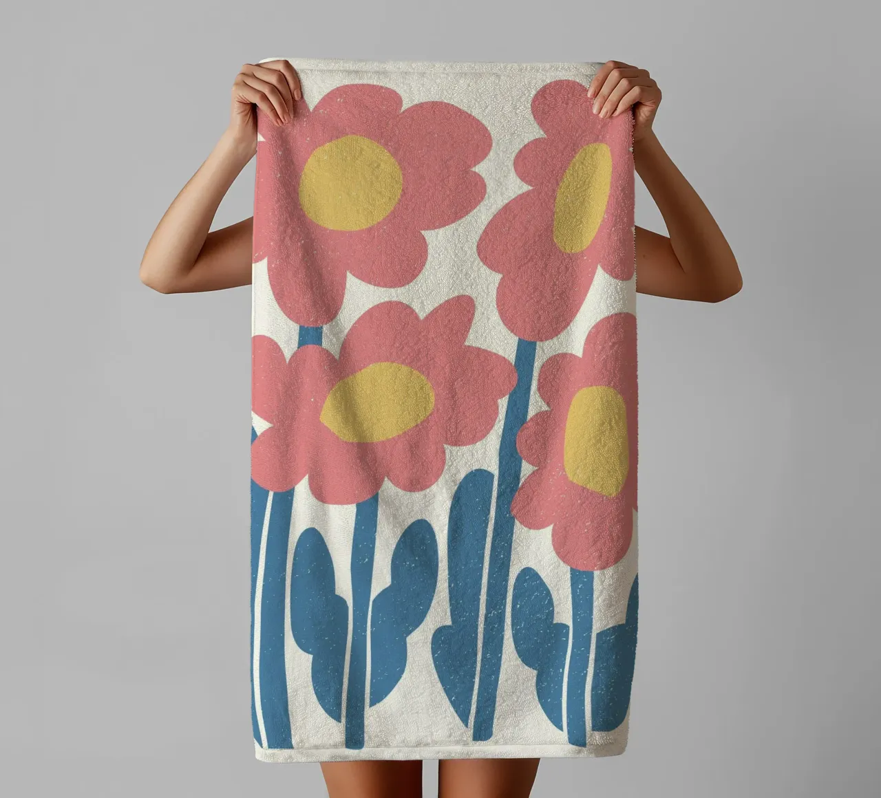 Indie Pink Blooms - Abstract Textured Floral Art towel by ClubArt