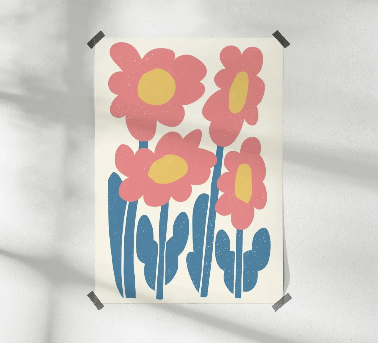 Indie Roze Bloemen - Abstracte Bloemenkunst met structuur hahnemühle van ClubArt
