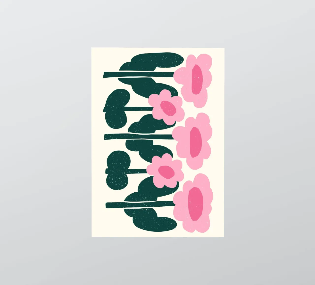 Floreale minimalista Marimekko - Rosa e verde astratto adesivo da ClubArt