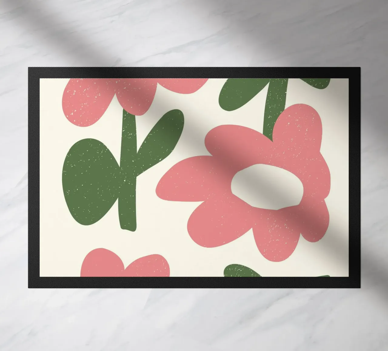 Playful Pink Blooms - Abstract Textured Floral Art doormat by ClubArt