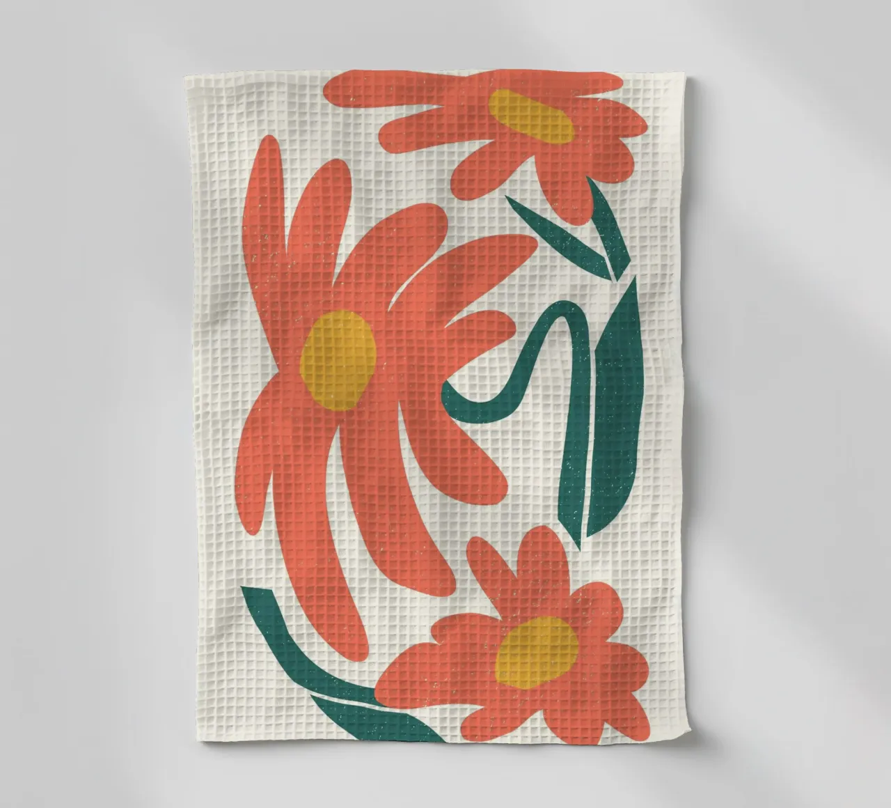 Organic Orange Flowers - Abstract Textured Botanical Art tea towel by ClubArt