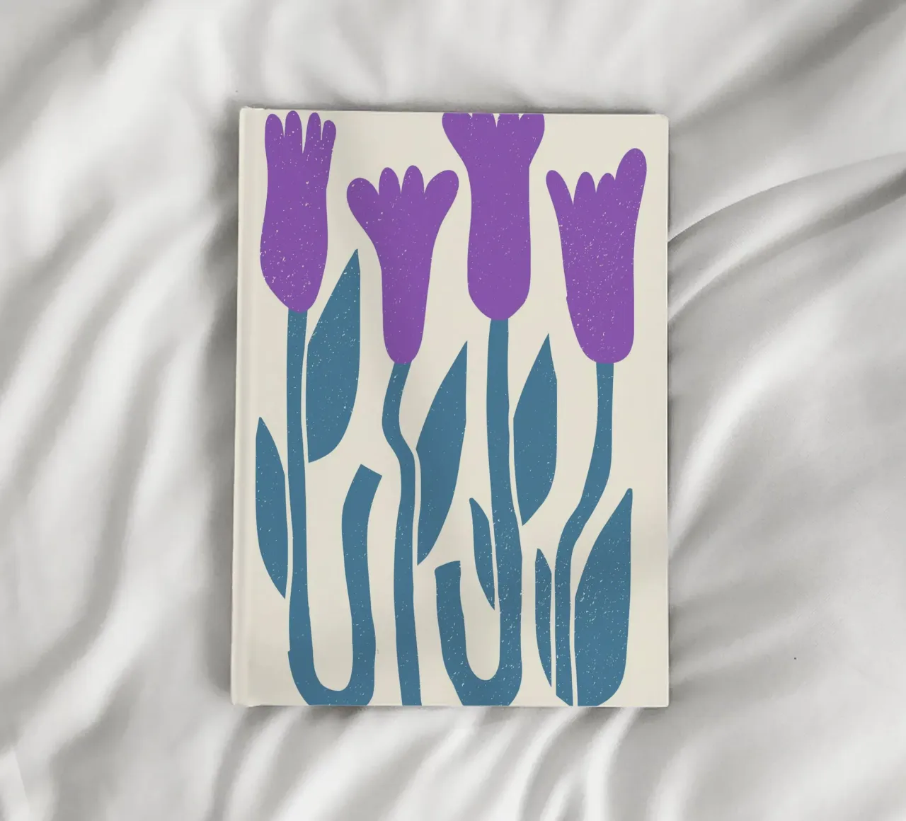Retro Floral Print - Purple Crocus Abstract Botanical Art notebook by ClubArt