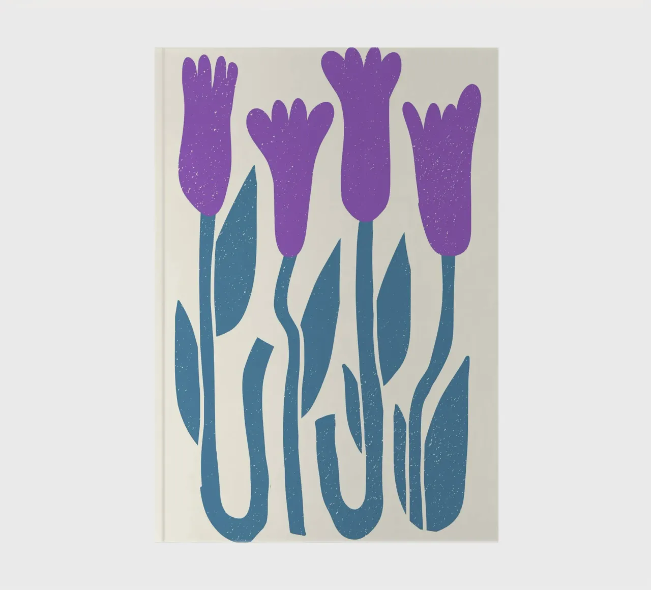 Retro Floral Print - Purple Crocus Abstract Botanical Art notebook by ClubArt