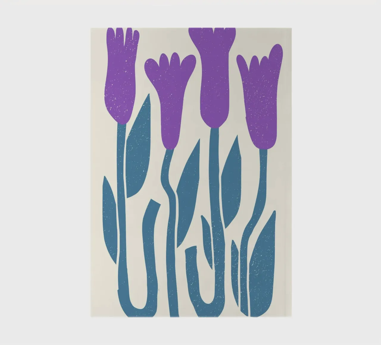 Retro Floral Print - Purple Crocus Abstract Botanical Art notebook by ClubArt