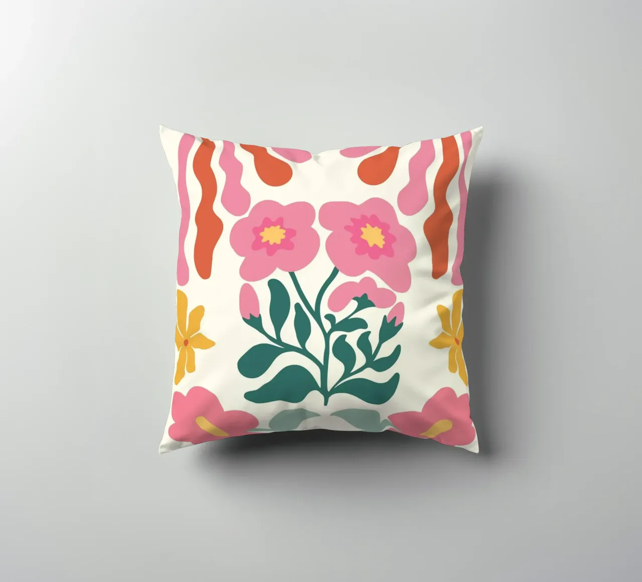 Retro Bloom Collage Art - Vibrant Abstract Floral Print decorative cushion by ClubArt