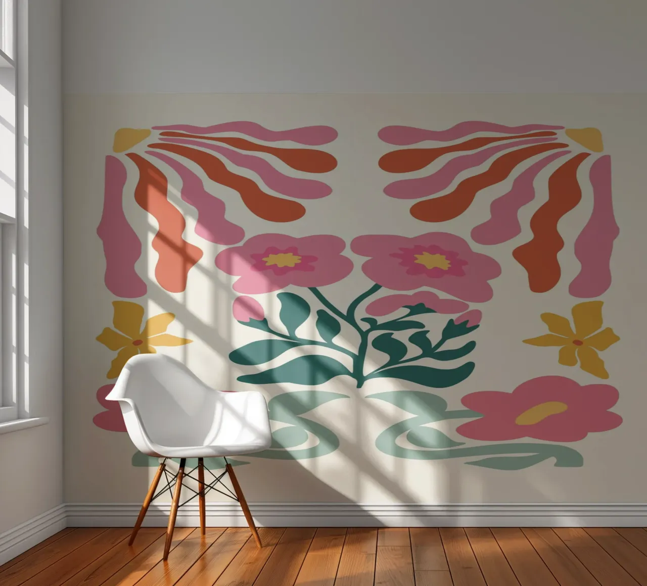 Retro Bloom Collage Art - Vibrant Abstract Floral Print photo wallpaper by ClubArt