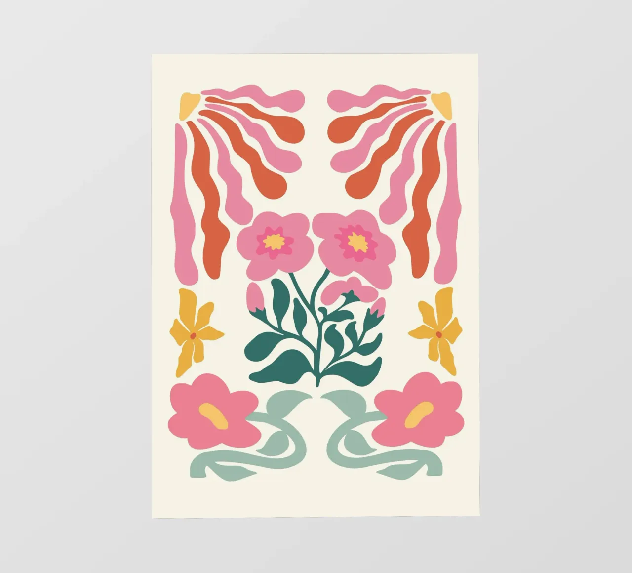 Retro Bloom Collage Art - Vibrant Abstract Floral Print photo wallpaper by ClubArt