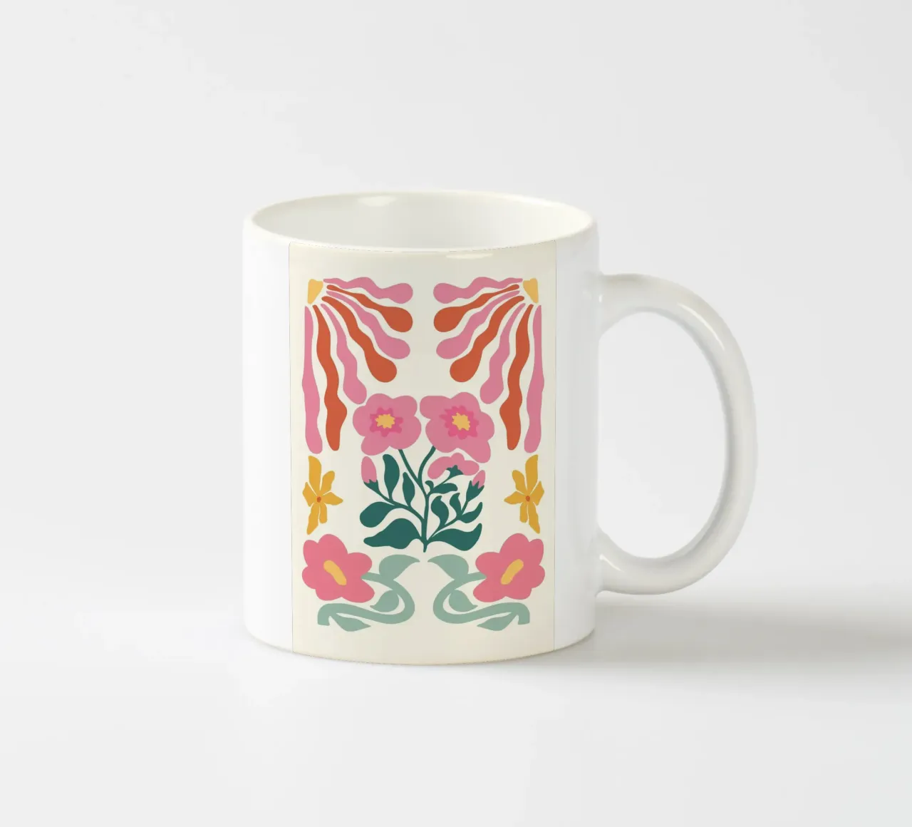 Retro Bloom Collage Art - Vibrant Abstract Floral Print ceramic mug by ClubArt