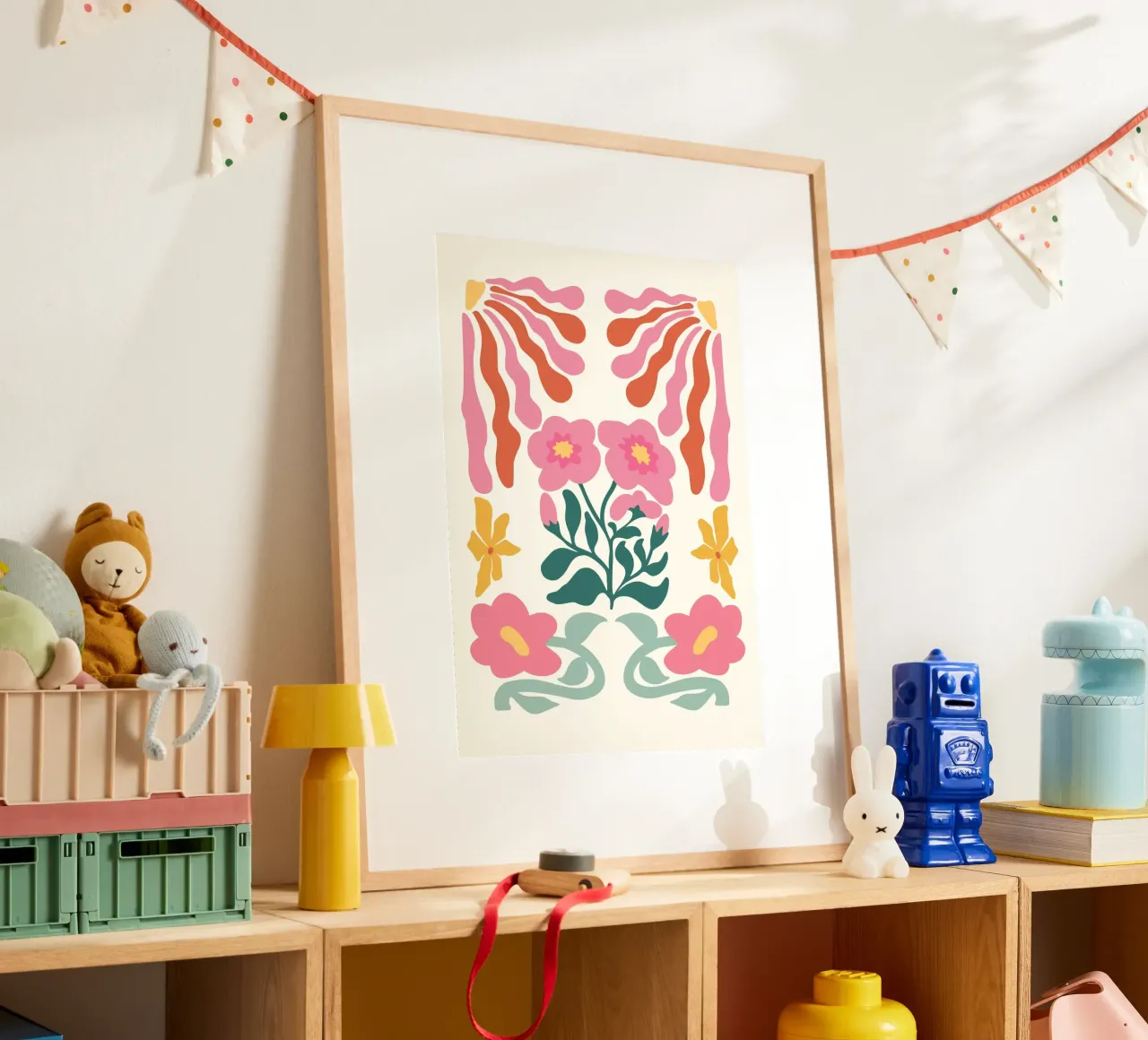 Retro Bloom Collage Art - Vibrant Abstract Floral Print hahnemühle by ClubArt