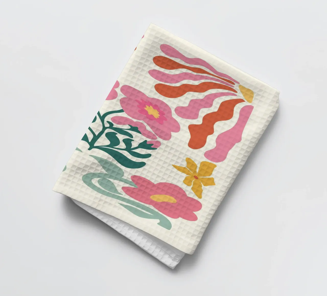 Retro Bloom Collage Art - Vibrant Abstract Floral Print tea towel by ClubArt