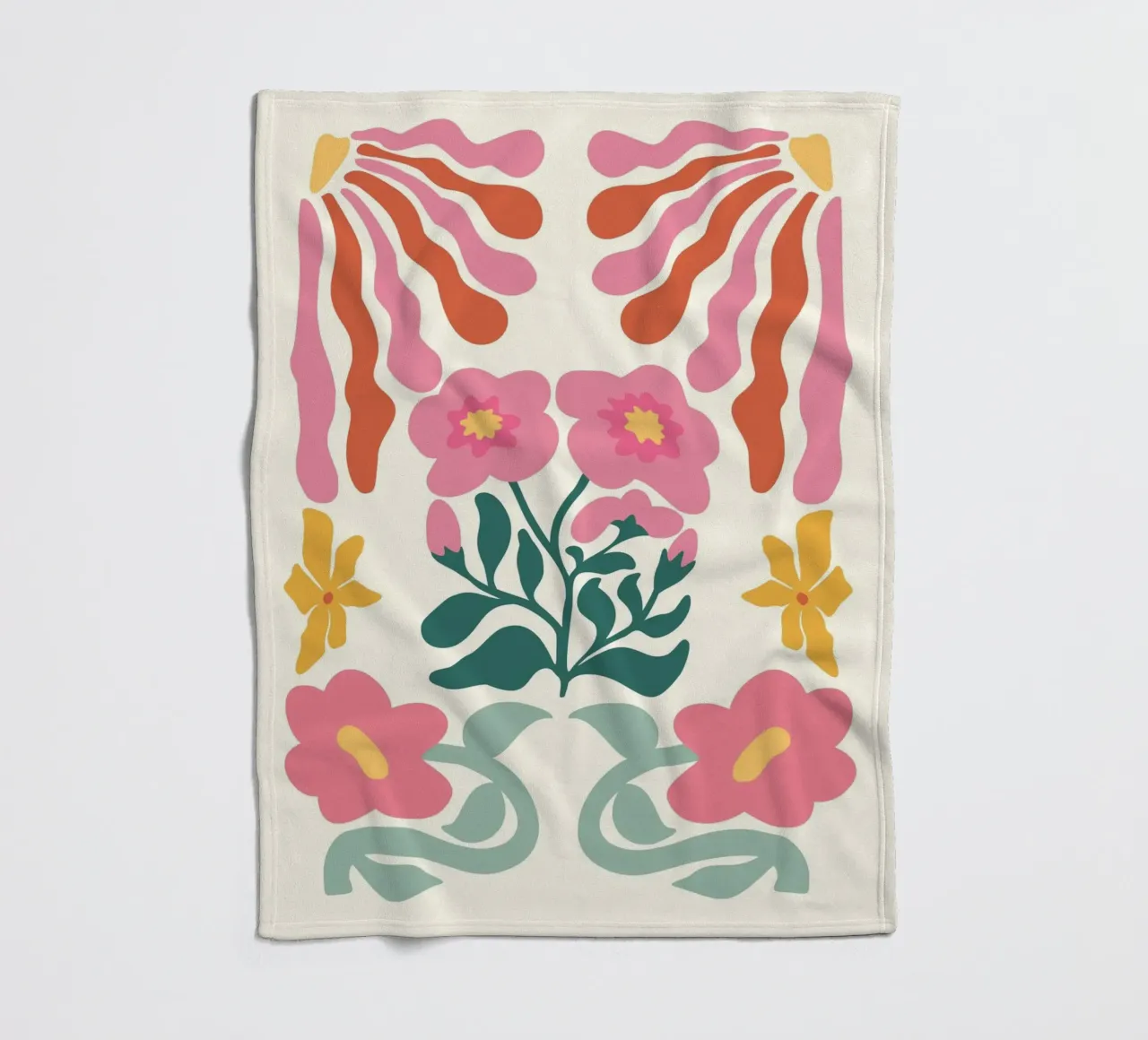 Retro Bloom Collage Art - Vibrant Abstract Floral Print fleece blanket by ClubArt