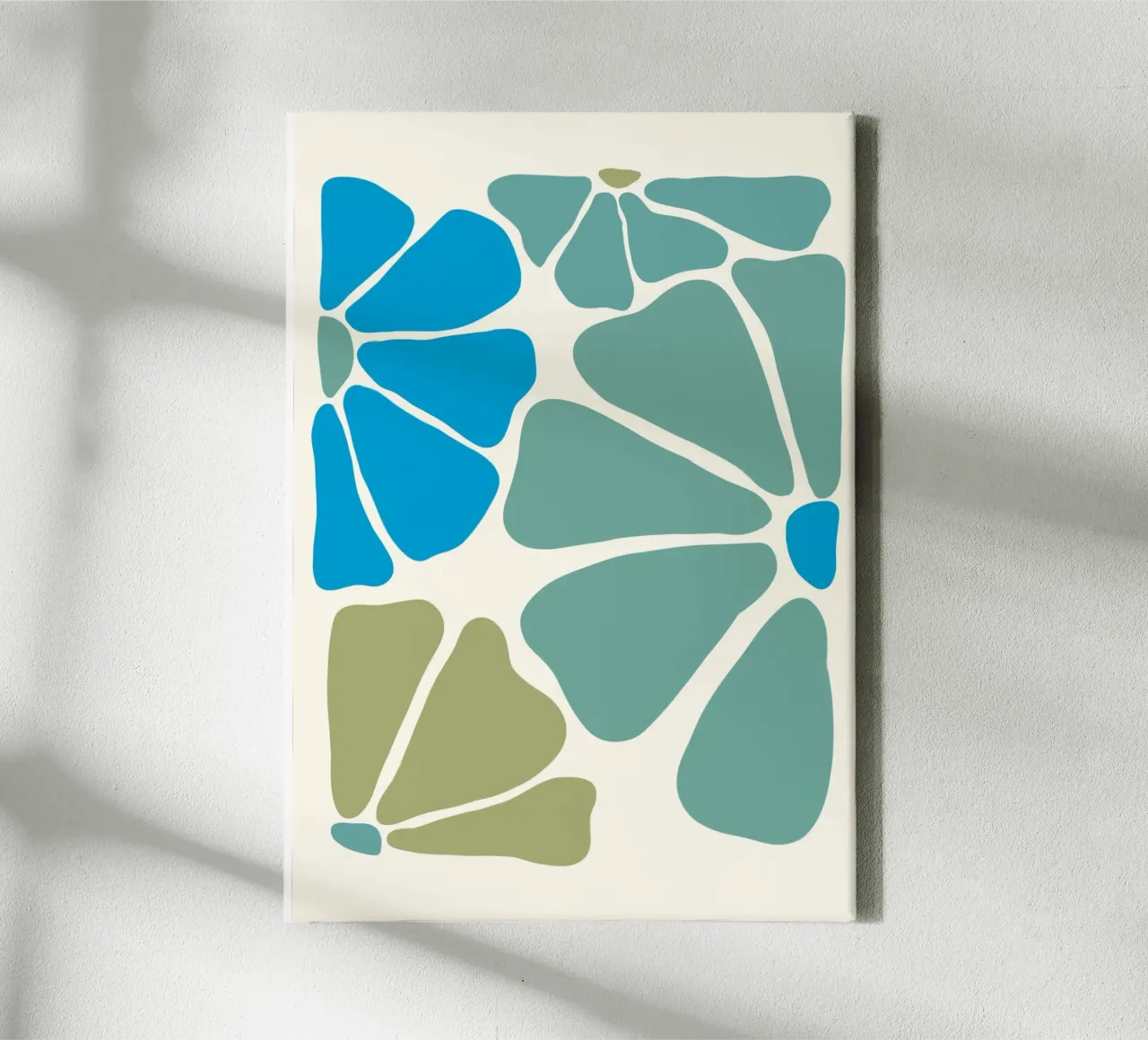Organic Abstract Shapes - Aqua & Teal Modern Art Print canvas with Floater frame by ClubArt