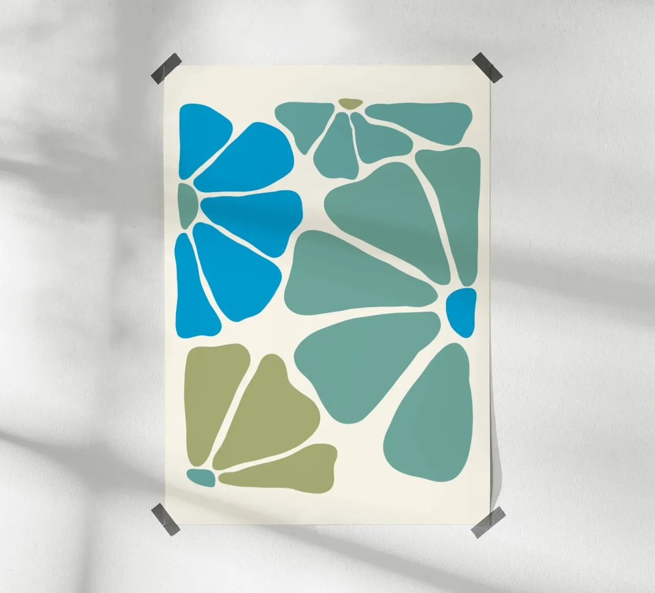 Organische abstracte vormen - Aqua & Teal Moderne Kunstdruk poster van ClubArt