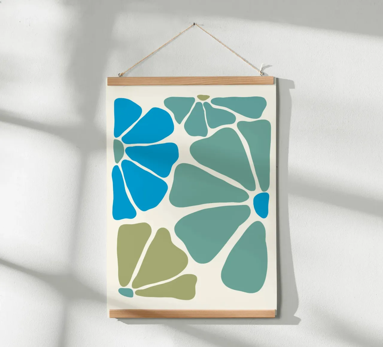 Organische abstracte vormen - Aqua & Teal Moderne Kunstdruk poster van ClubArt