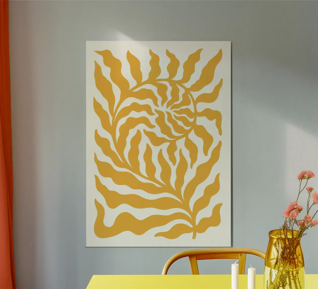 Abstract Golden Swirl - Modern Botanical Sun Art Print poster by ClubArt