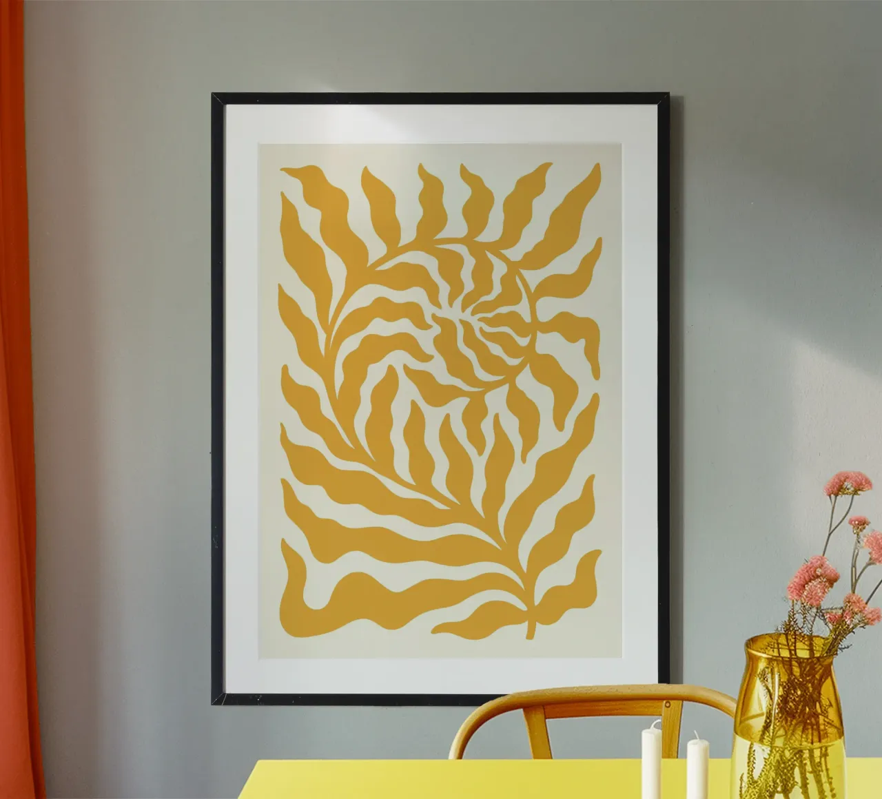 Abstract Golden Swirl - Modern Botanical Sun Art Print poster by ClubArt
