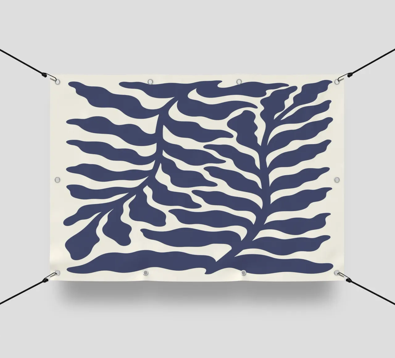 Fogliame indaco di ispirazione matissiana - Stampa botanica astratta telo in pvc da ClubArt