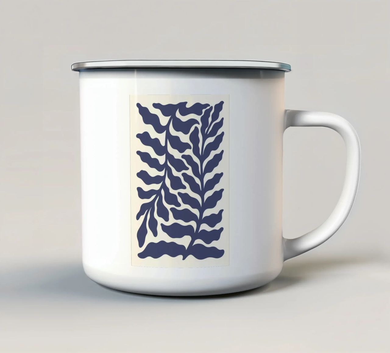 Fogliame indaco di ispirazione matissiana - Stampa botanica astratta tazza in smalto da ClubArt