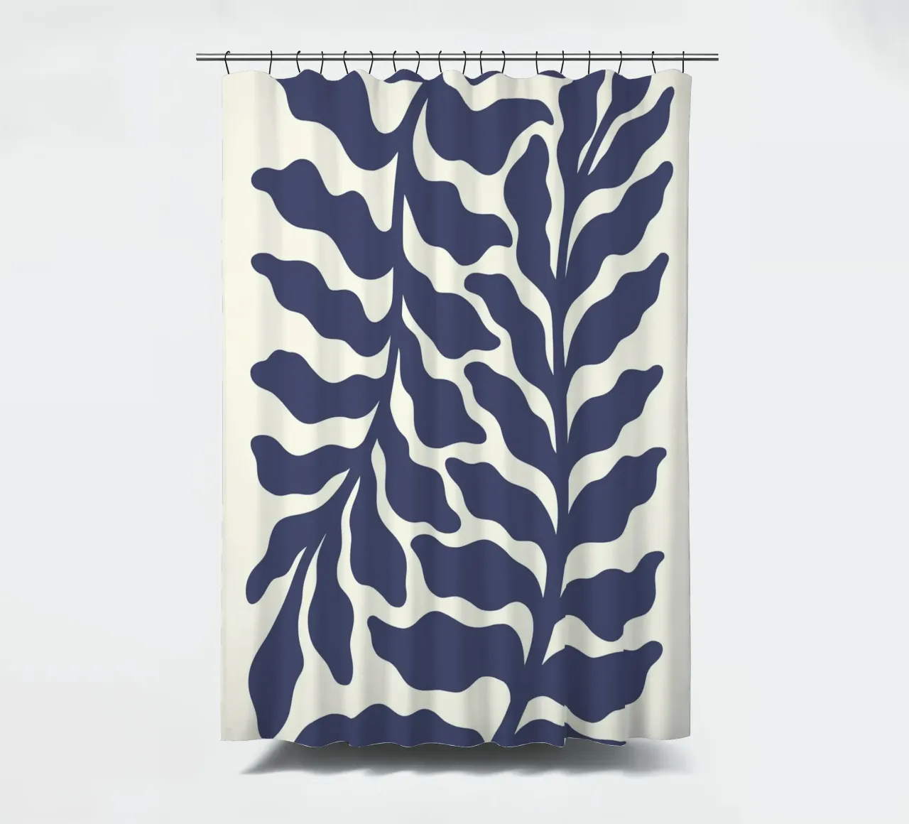 Follaje índigo inspirado en Matisse - Impresión botánica abstracta cortina de baño de ClubArt