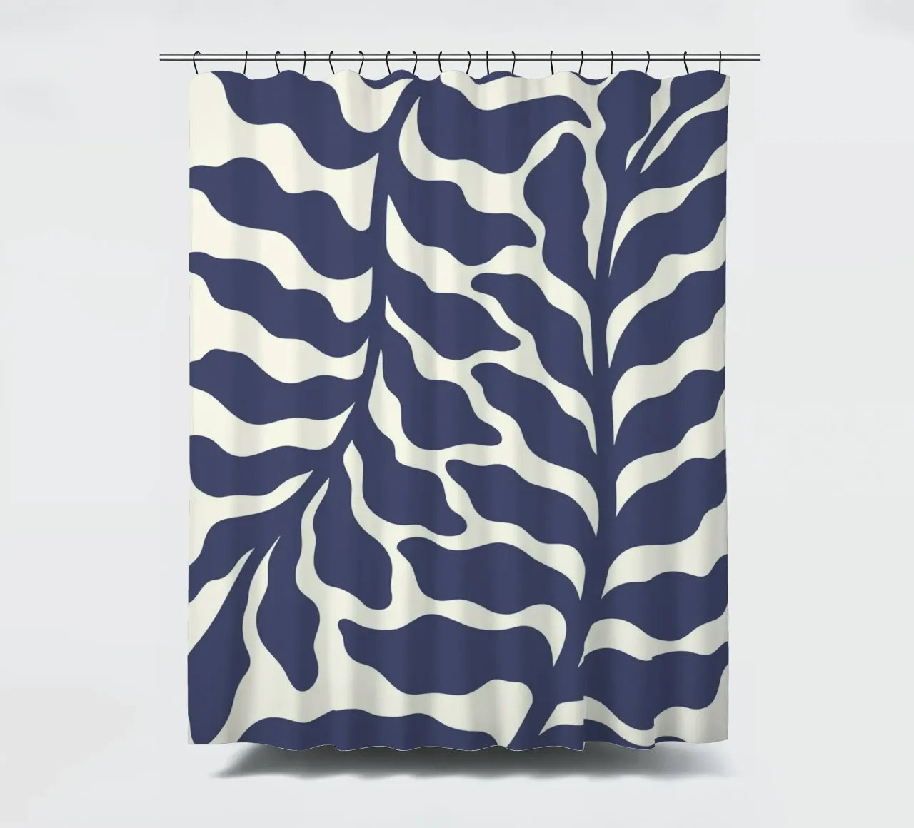 Follaje índigo inspirado en Matisse - Impresión botánica abstracta cortina de baño de ClubArt