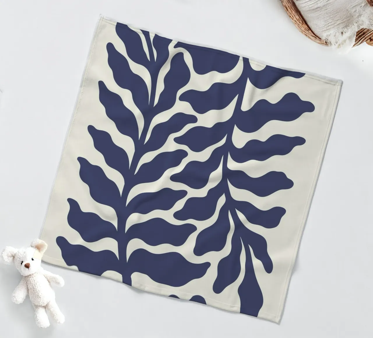 Matisse Inspired Indigo Foliage - Abstract Botanical Print fleece blanket by ClubArt