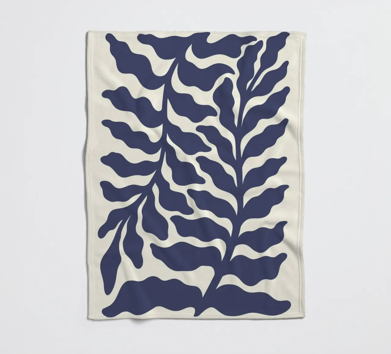 Matisse Inspired Indigo Foliage - Abstract Botanical Print fleece blanket by ClubArt