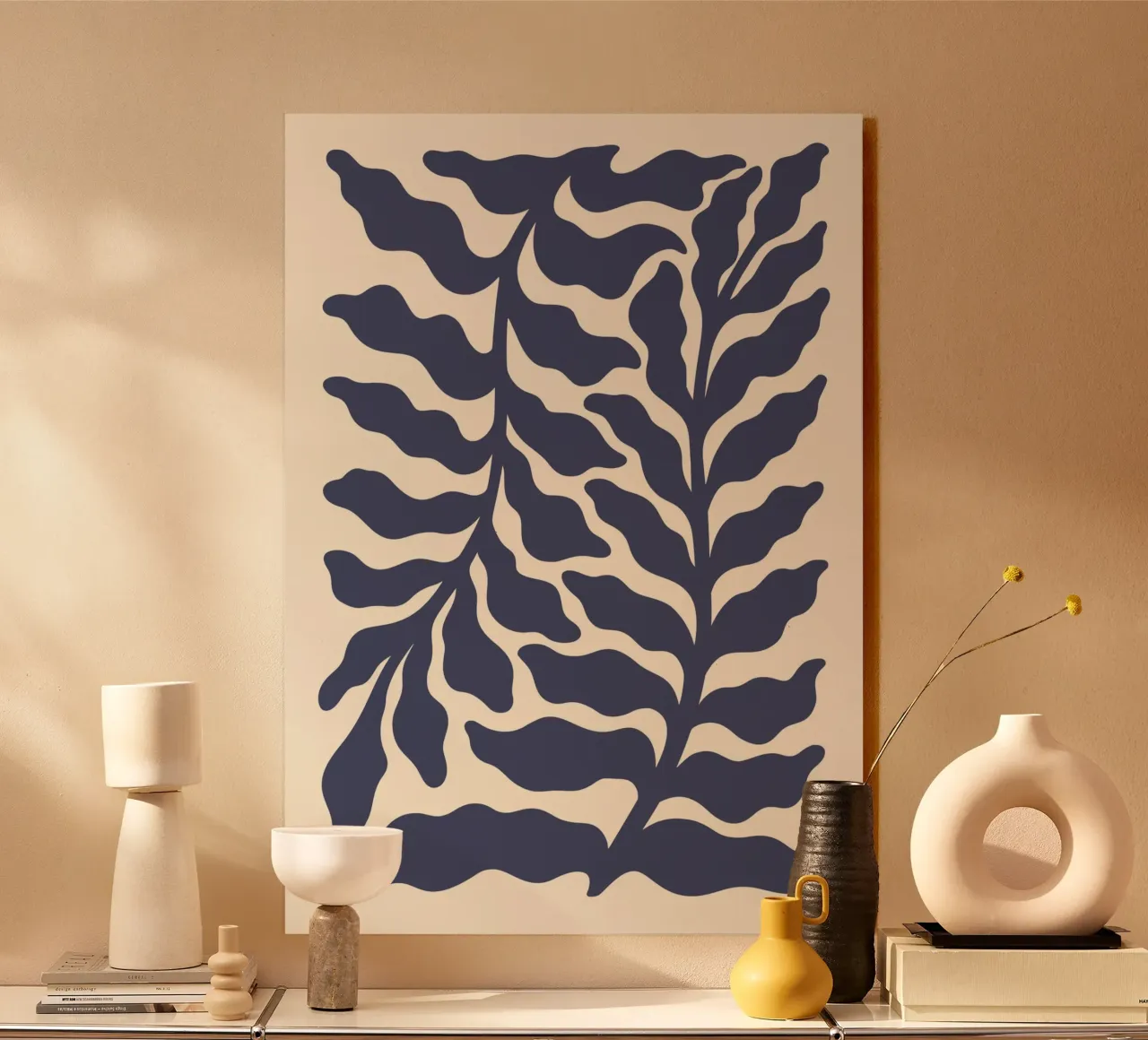 Matisse Inspired Indigo Foliage - Abstract Botanical Print alu-dibond by ClubArt