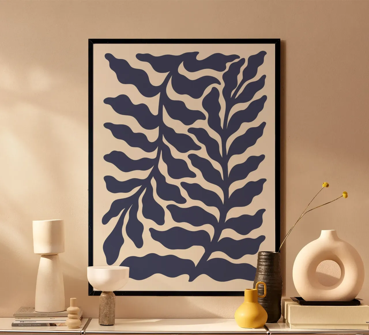 Feuillage indigo inspiré de Matisse - Impression botanique abstraite poster de ClubArt