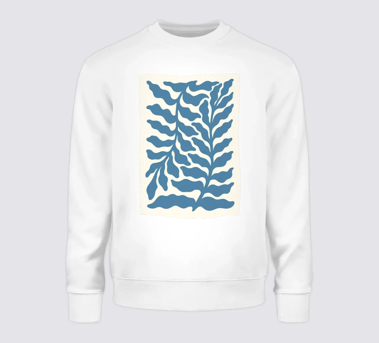 Algas marinas inspiradas en Matisse - Impresión botánica abstracta en azul sudadera de ClubArt