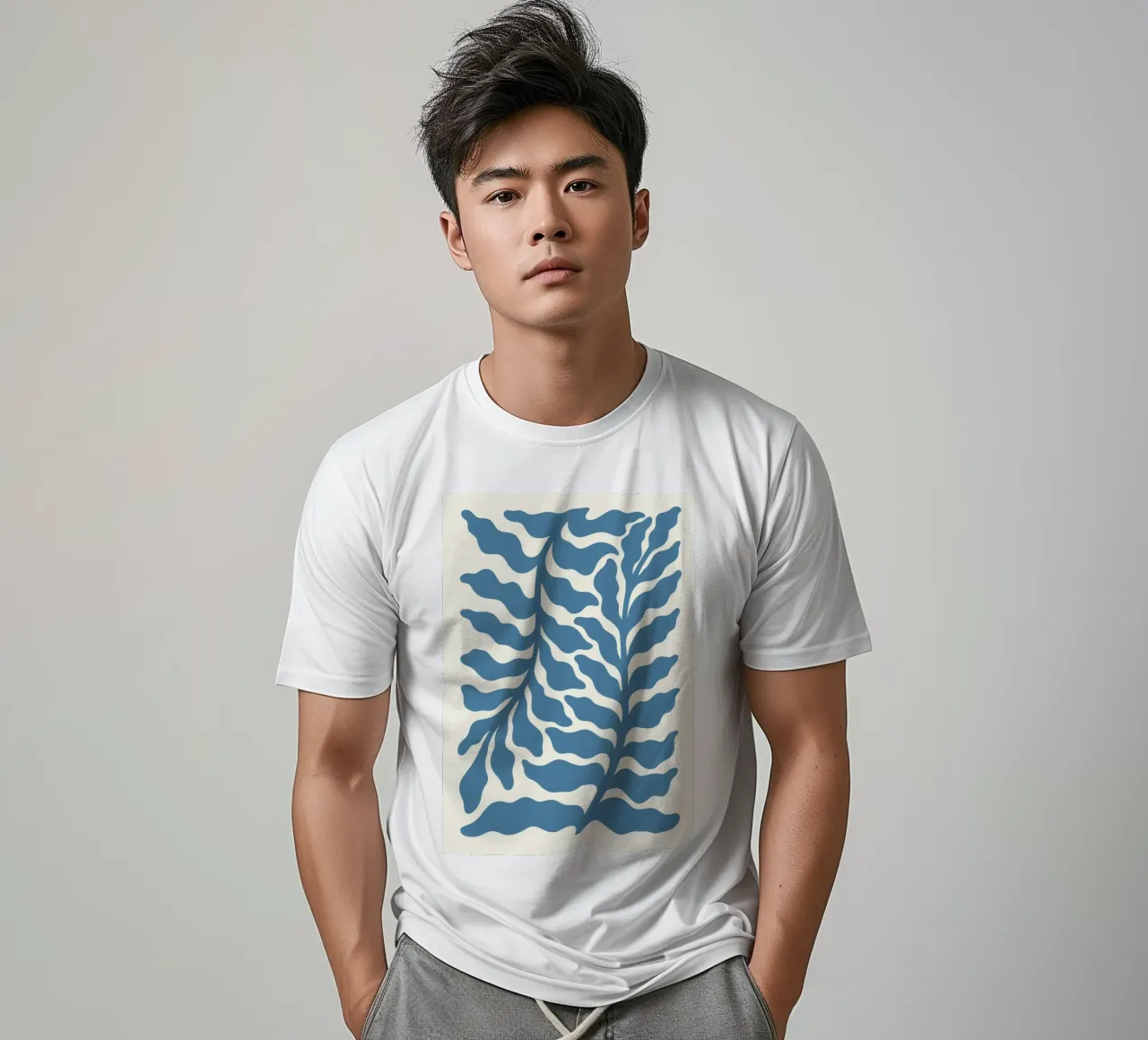 Matisse Inspired Ocean Kelp - Abstract Blue Botanical Print t-shirt by ClubArt