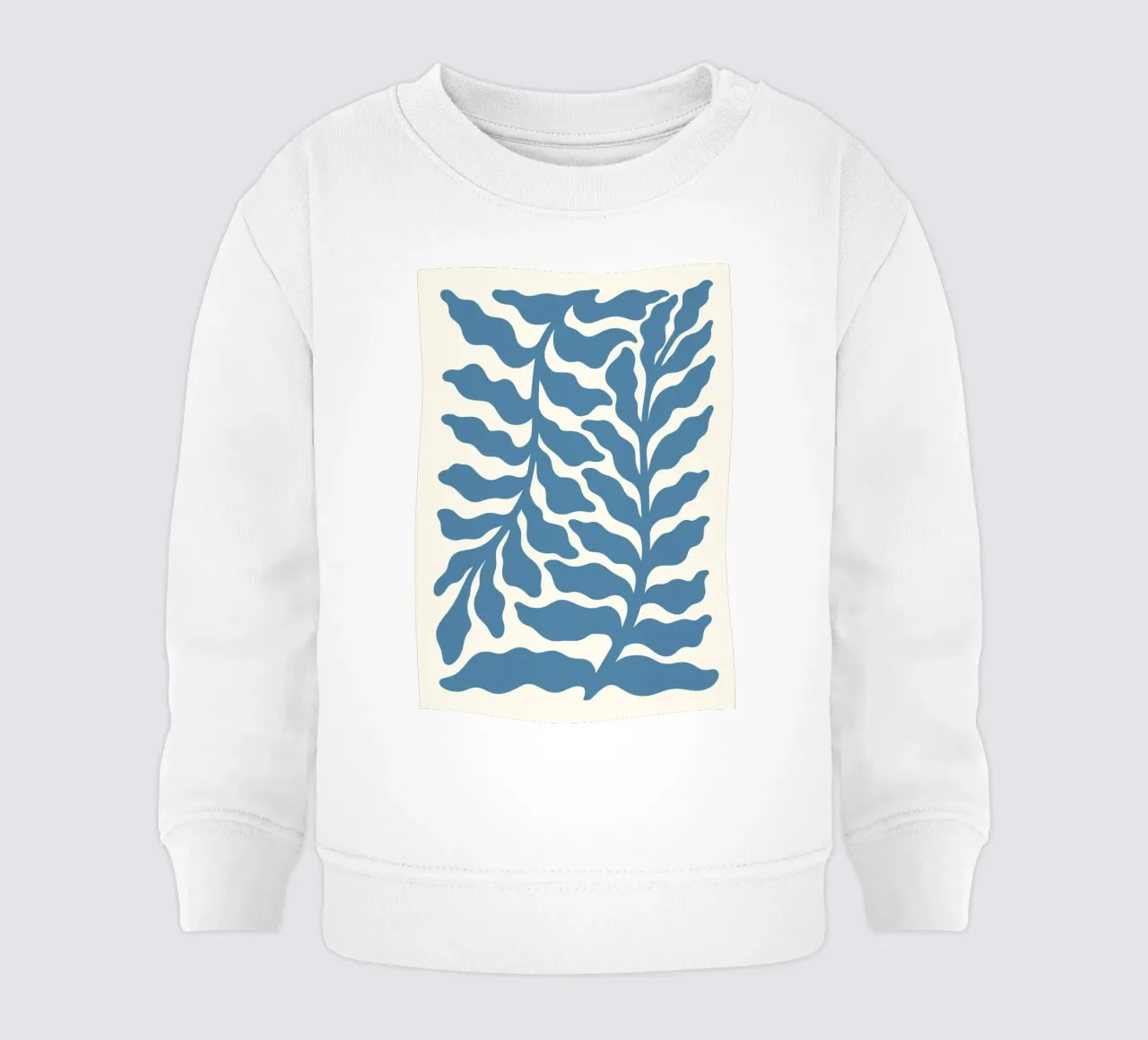 Algas marinas inspiradas en Matisse - Impresión botánica abstracta en azul sudadera de bebé de ClubArt