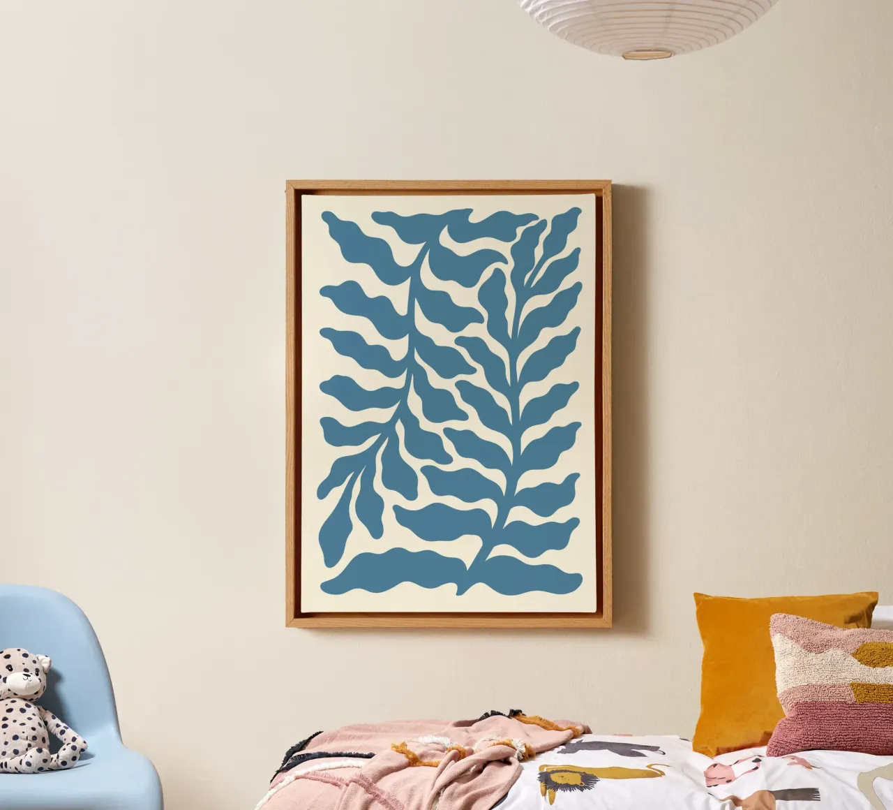 Matisse Inspired Ocean Kelp - Abstract Blue Botanical Print canvas with Floater frame by ClubArt