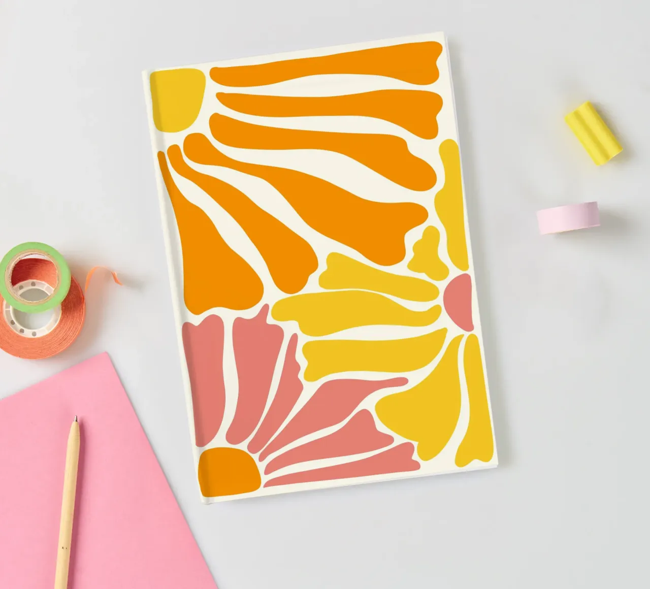 Matisse Inspired Warm Hues - Abstract Organic Shape Art notebook by ClubArt