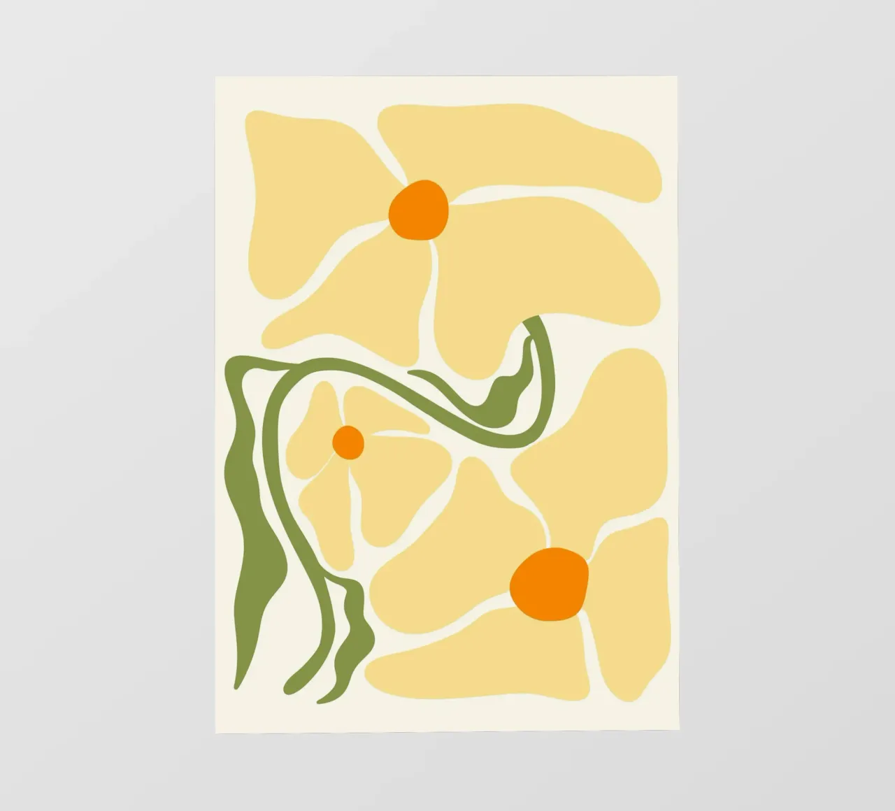 Floreale giallo di metà secolo - Semplicità botanica astratta Ar telo in pvc da ClubArt