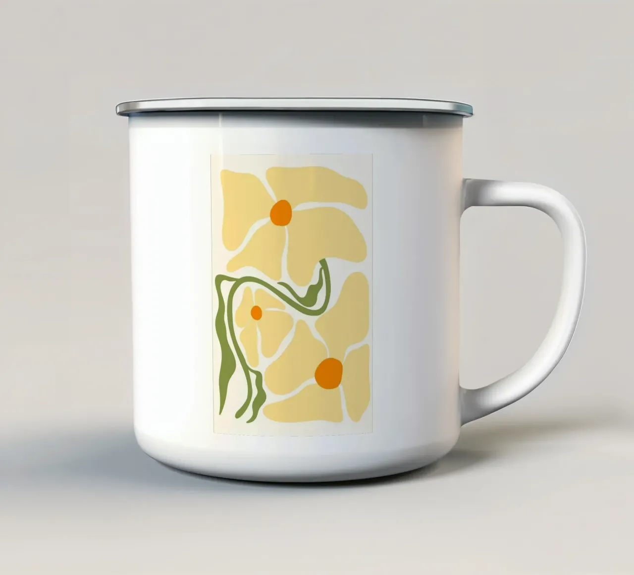 Floreale giallo di metà secolo - Semplicità botanica astratta Ar tazza in smalto da ClubArt