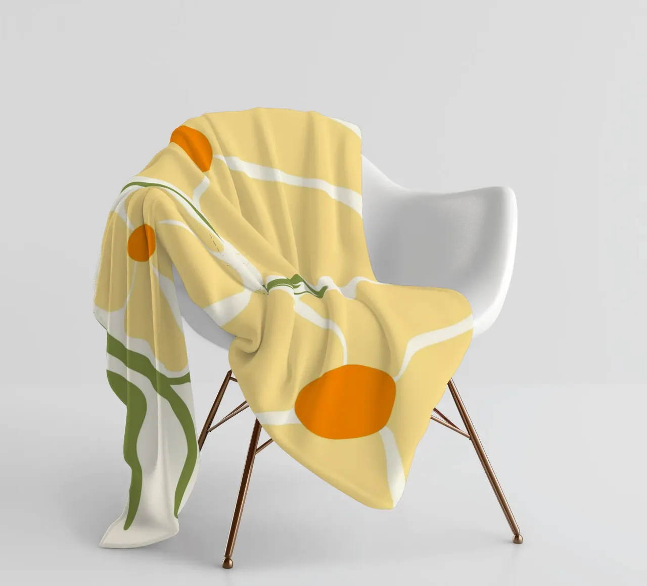 Floreale giallo di metà secolo - Semplicità botanica astratta Ar coperta in pile da ClubArt
