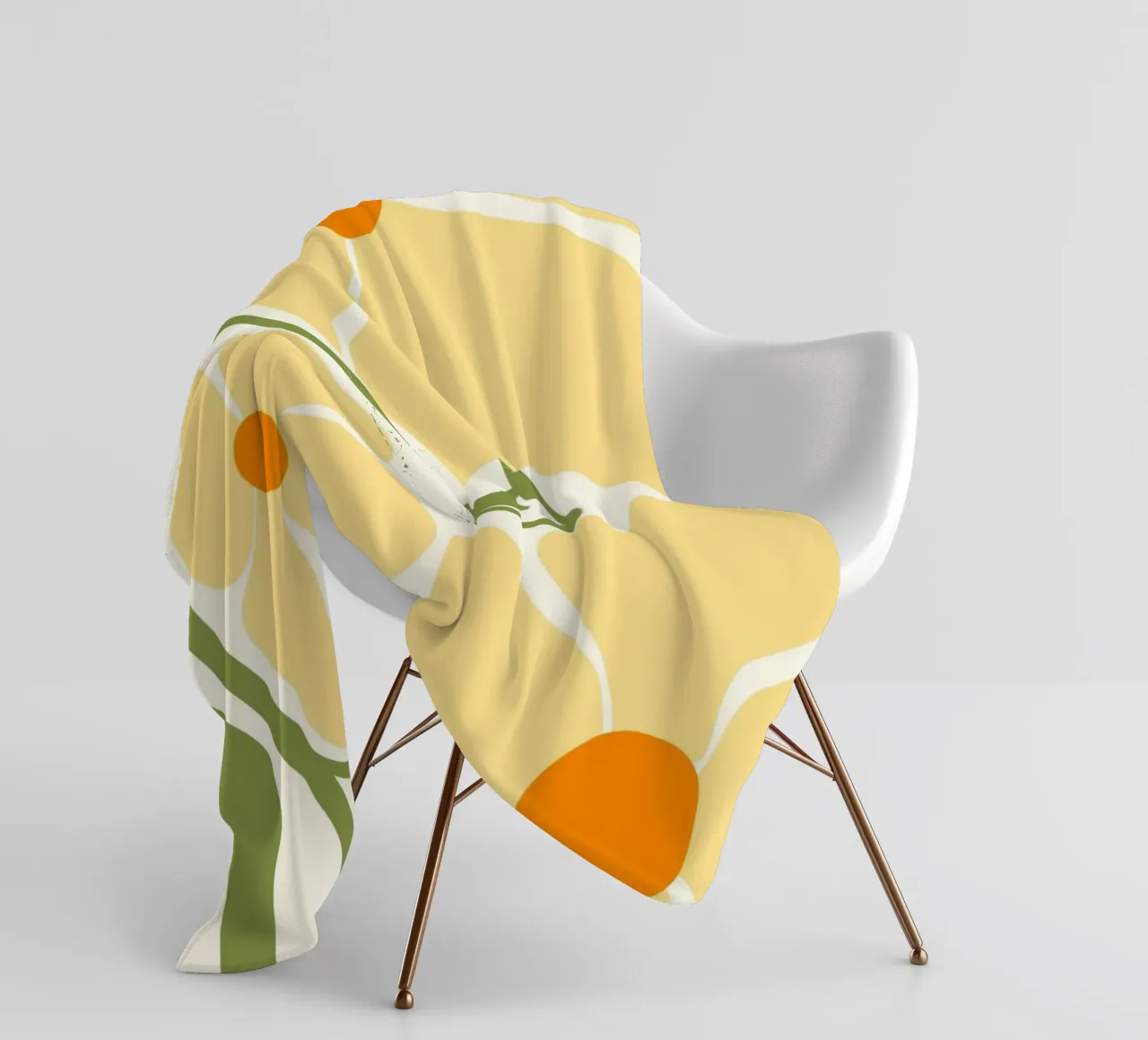 Floreale giallo di metà secolo - Semplicità botanica astratta Ar coperta in pile da ClubArt