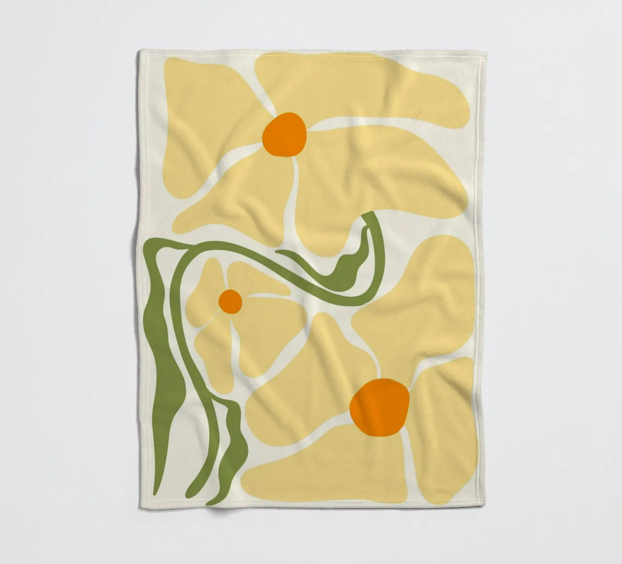 Floreale giallo di metà secolo - Semplicità botanica astratta Ar coperta in pile da ClubArt