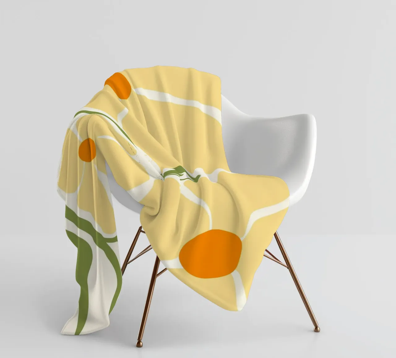 Floreale giallo di metà secolo - Semplicità botanica astratta Ar coperta in pile da ClubArt