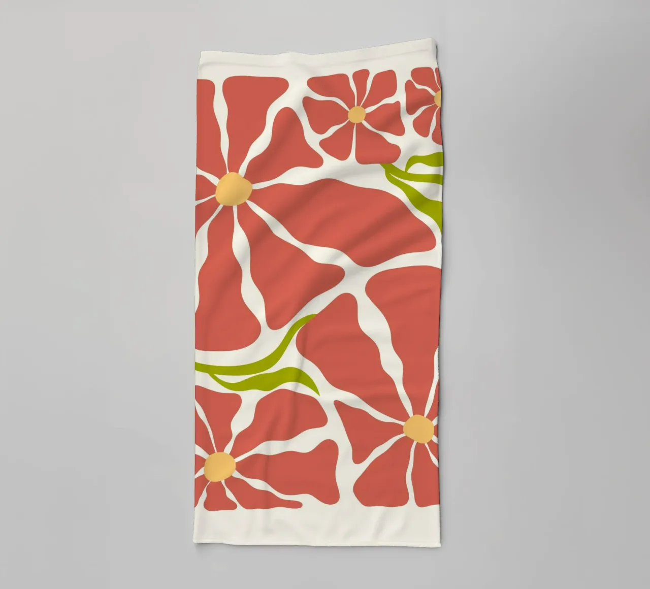 Retro Terracotta Floral - Abstrakte Blütenkunst aus der Mitte des Jahrhunderts Handtuch von ClubArt