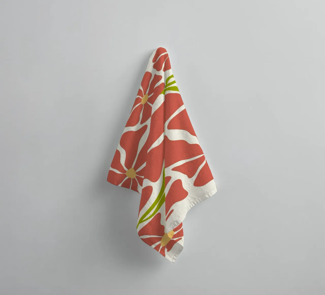 Retro Terracotta Floral - Abstrakte Blütenkunst aus der Mitte des Jahrhunderts Handtuch von ClubArt