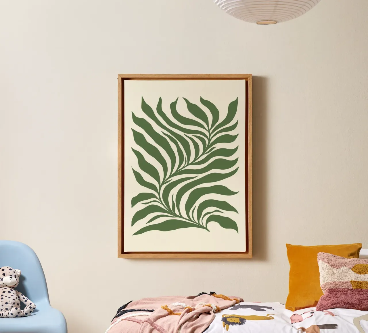 Op Matisse geïnspireerd Jungleblad - Abstract Botanisch Muurkunstwerk canvas met Baklijst van ClubArt