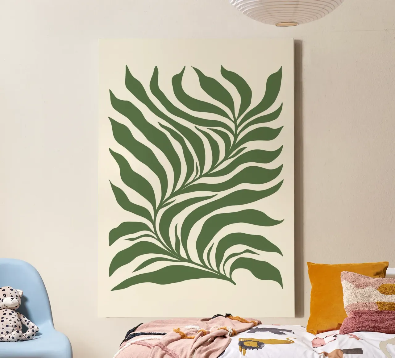 Op Matisse geïnspireerd Jungleblad - Abstract Botanisch Muurkunstwerk canvas met Baklijst van ClubArt