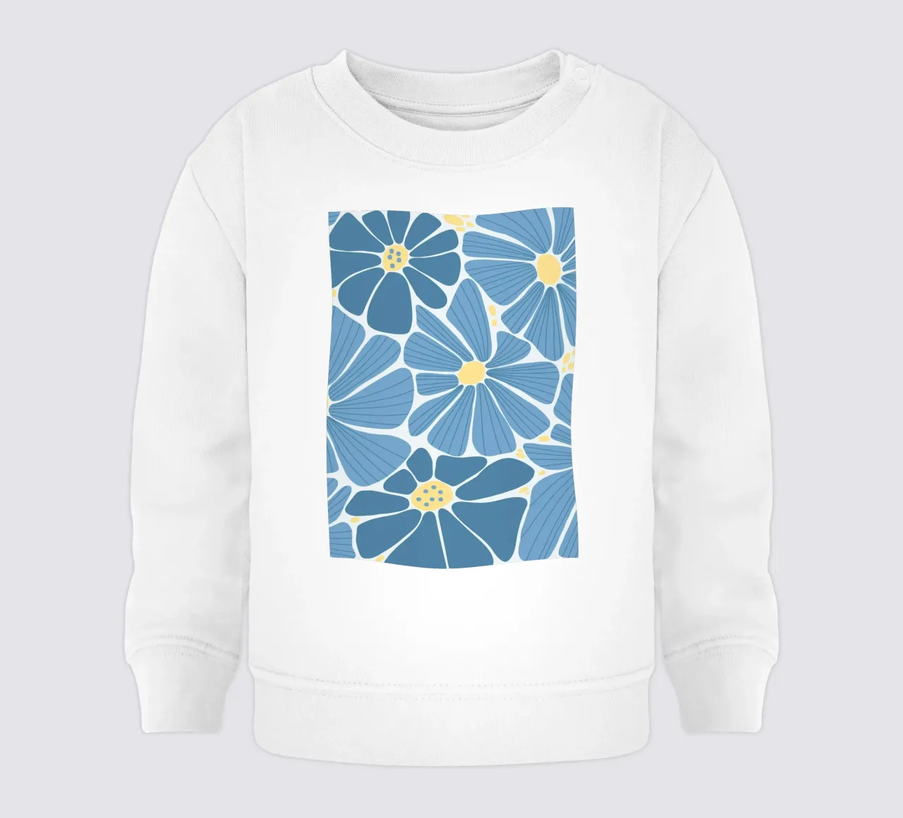 Modello di margherita blu retrò - Stampa pop art floreale anni '70 felpa neonato da ClubArt