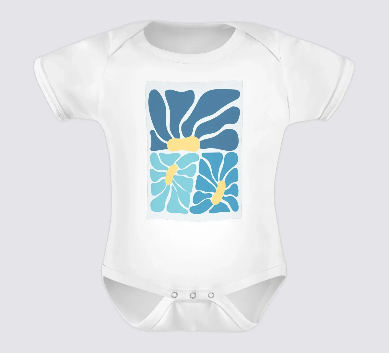 Fiori blu di ispirazione matissiana - Arte floreale moderna astratta body neonato maniche corte da ClubArt