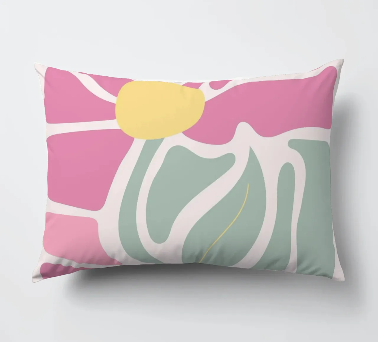 Retro Pink & Green Floral - Abstract Botanical Wall Art decorative cushion by ClubArt